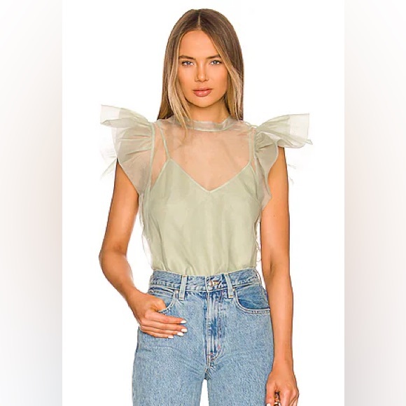 Jonathan Simkhai Tops - JONATHAN SIMKHAI Corina Ruffled Organza Top Small